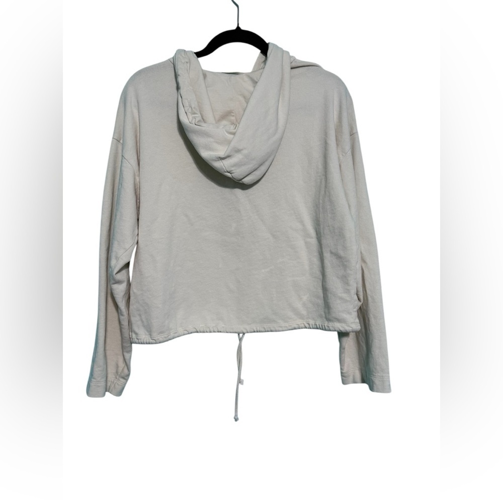 J.Crew white cropped hoodie with drawstring waist and pockets. Size S - Picture 2 of 5